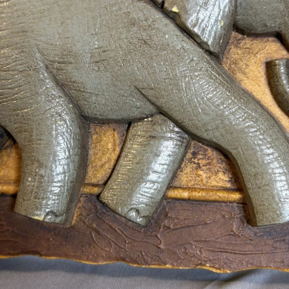 Elephant Wall Hanging Decor Plastic Made USA Jungle Rustic Style HOME INTERIORS